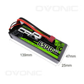 OVONIC 2S LiPo Battery Pack 6500mAh 50C 7.4V Hardcase with Deans Plug for On Road RC Car RC Buggy